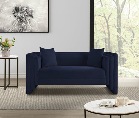 Everett Chenille Fabric Loveseat in Blue from Meridian - Luna Furniture