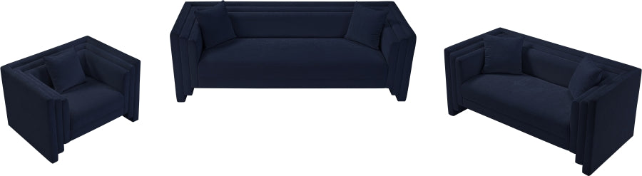 Everett Chenille Fabric Loveseat in Blue from Meridian - Luna Furniture