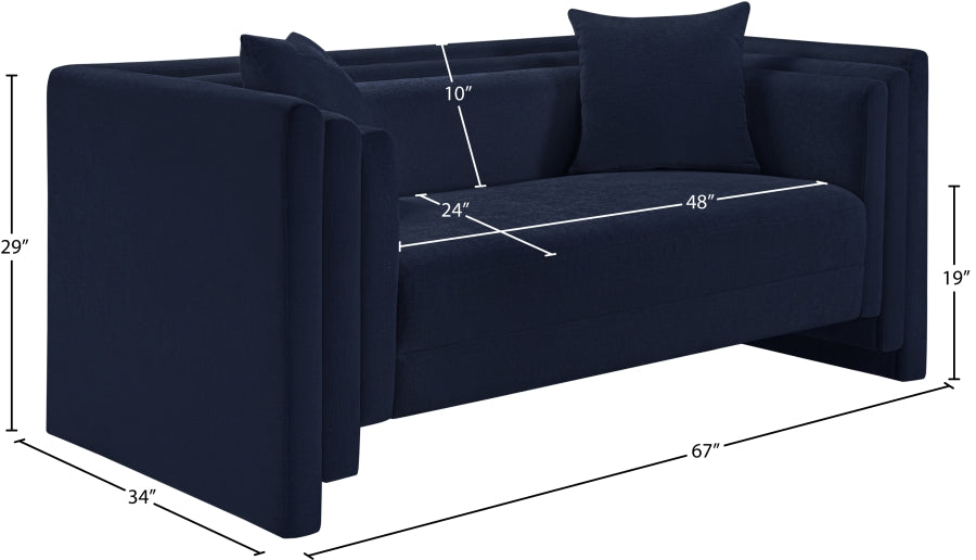 Everett Chenille Fabric Loveseat in Blue from Meridian - Luna Furniture