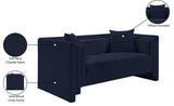 Everett Chenille Fabric Loveseat in Blue from Meridian - Luna Furniture