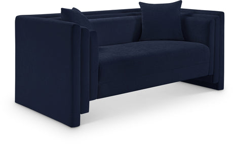 Everett Chenille Fabric Loveseat in Blue from Meridian - Luna Furniture