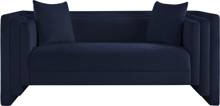 Everett Chenille Fabric Loveseat in Blue from Meridian - Luna Furniture