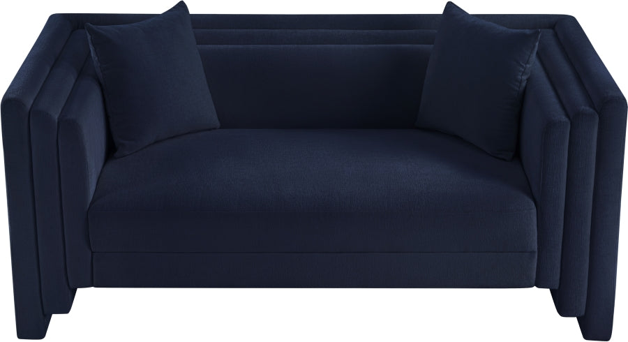 Everett Chenille Fabric Loveseat in Blue from Meridian - Luna Furniture