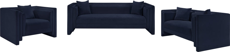 Everett Chenille Fabric Loveseat in Blue from Meridian - Luna Furniture