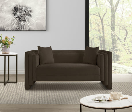 Everett Chenille Fabric Loveseat in Brown from Meridian - Luna Furniture