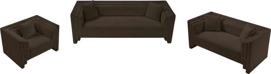 Everett Chenille Fabric Loveseat in Brown from Meridian - Luna Furniture