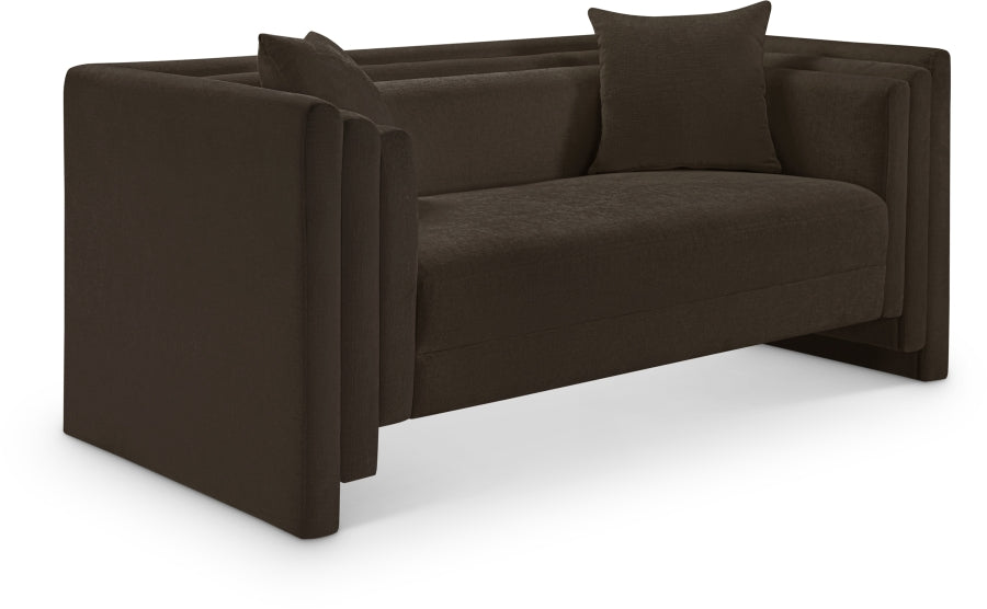 Everett Chenille Fabric Loveseat in Brown from Meridian - Luna Furniture