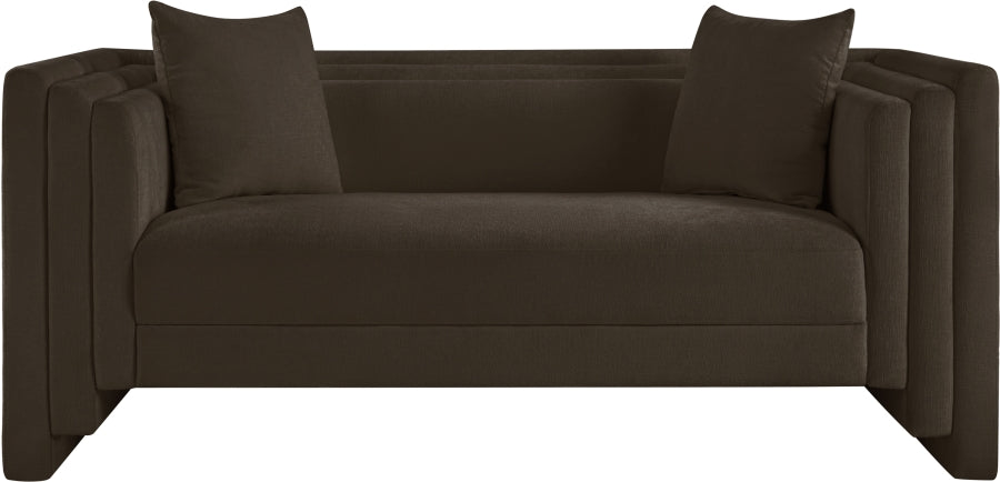 Everett Chenille Fabric Loveseat in Brown from Meridian - Luna Furniture