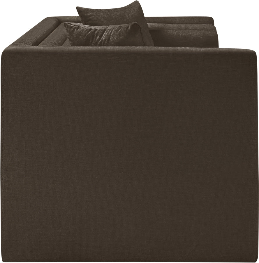 Everett Chenille Fabric Loveseat in Brown from Meridian - Luna Furniture