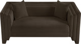 Everett Chenille Fabric Loveseat in Brown from Meridian - Luna Furniture