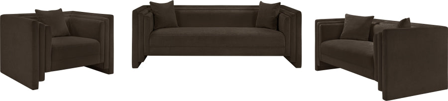 Everett Chenille Fabric Loveseat in Brown from Meridian - Luna Furniture