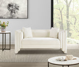 Everett Chenille Fabric Loveseat in Cream from Meridian - Luna Furniture