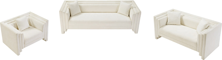 Everett Chenille Fabric Loveseat in Cream from Meridian - Luna Furniture