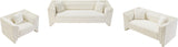 Everett Chenille Fabric Loveseat in Cream from Meridian - Luna Furniture