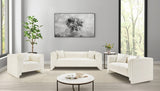 Everett Chenille Fabric Loveseat in Cream from Meridian - Luna Furniture