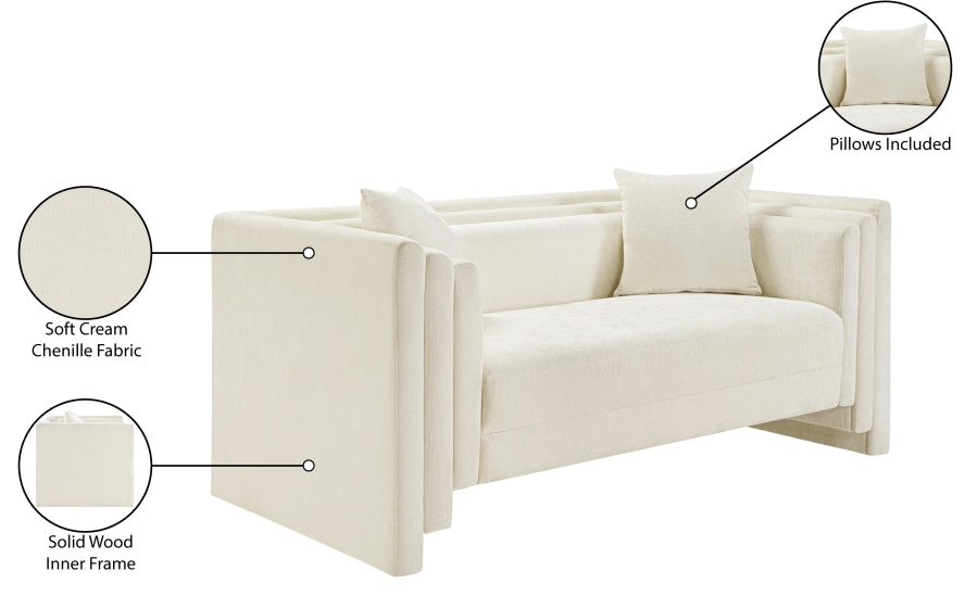 Everett Chenille Fabric Loveseat in Cream from Meridian - Luna Furniture