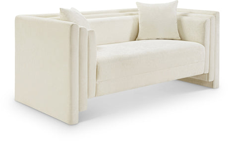 Everett Chenille Fabric Loveseat in Cream from Meridian - Luna Furniture