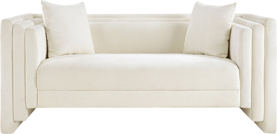 Everett Chenille Fabric Loveseat in Cream from Meridian - Luna Furniture