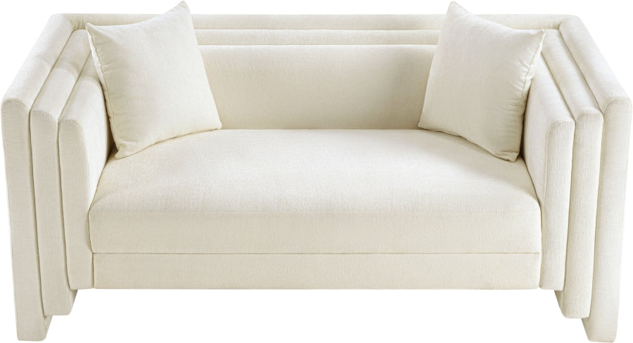 Everett Chenille Fabric Loveseat in Cream from Meridian - Luna Furniture