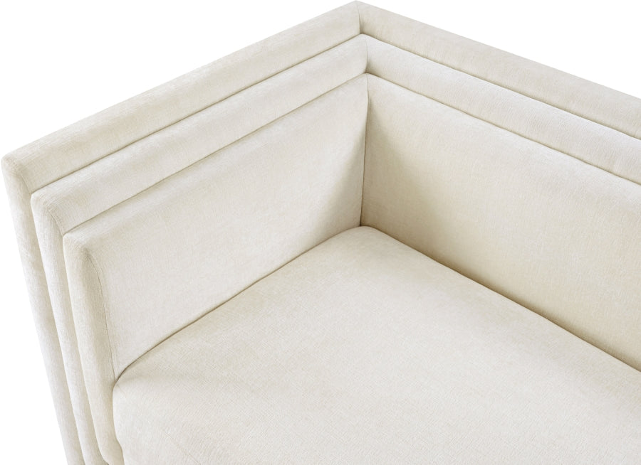 Everett Chenille Fabric Loveseat in Cream from Meridian - Luna Furniture