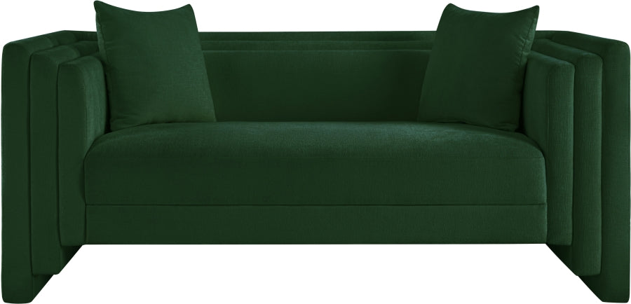 Everett Chenille Fabric Loveseat in Green from Meridian - Luna Furniture