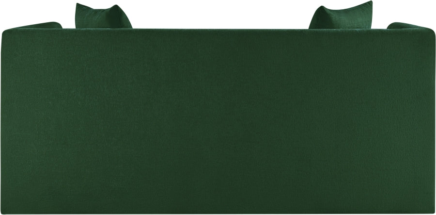 Everett Chenille Fabric Loveseat in Green from Meridian - Luna Furniture