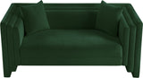 Everett Chenille Fabric Loveseat in Green from Meridian - Luna Furniture