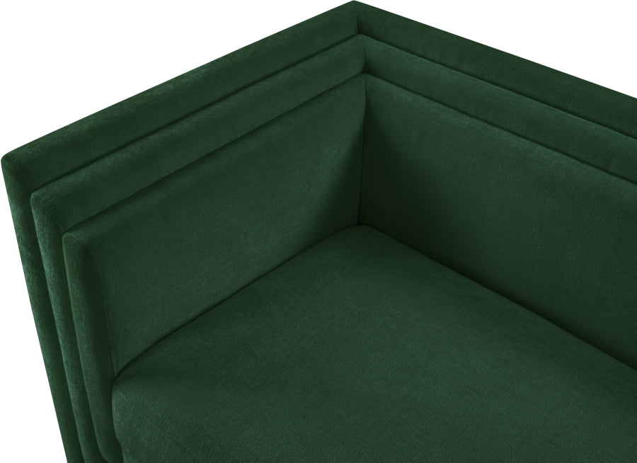 Everett Chenille Fabric Loveseat in Green from Meridian - Luna Furniture