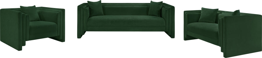 Everett Chenille Fabric Loveseat in Green from Meridian - Luna Furniture