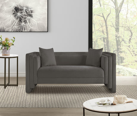 Everett Chenille Fabric Loveseat in Grey from Meridian - Luna Furniture