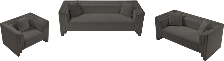 Everett Chenille Fabric Loveseat in Grey from Meridian - Luna Furniture