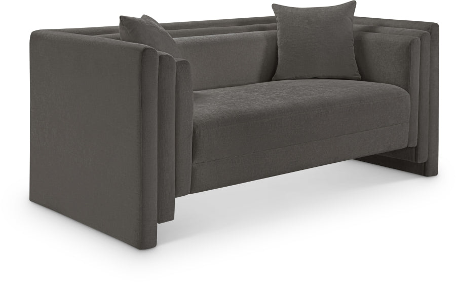 Everett Chenille Fabric Loveseat in Grey from Meridian - Luna Furniture