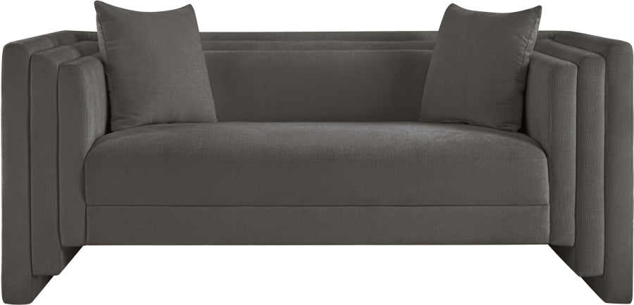 Everett Chenille Fabric Loveseat in Grey from Meridian - Luna Furniture