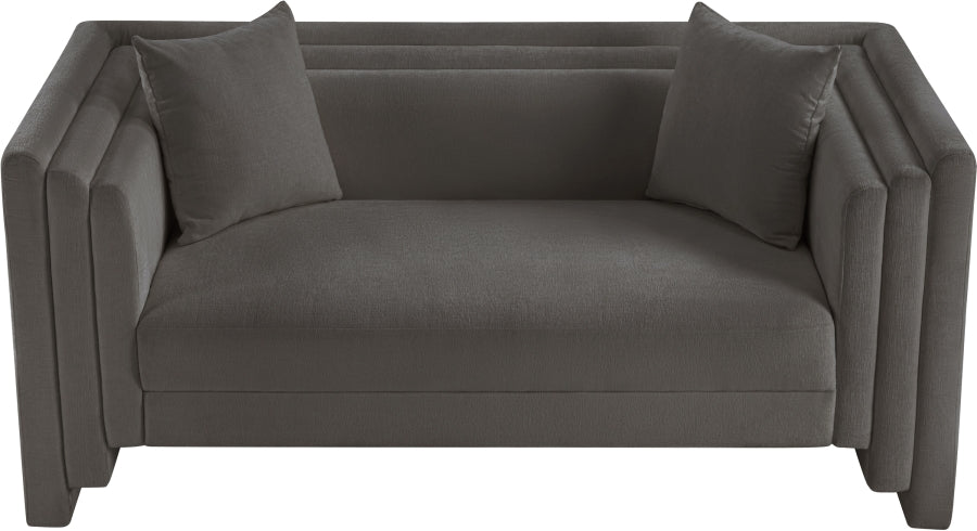 Everett Chenille Fabric Loveseat in Grey from Meridian - Luna Furniture