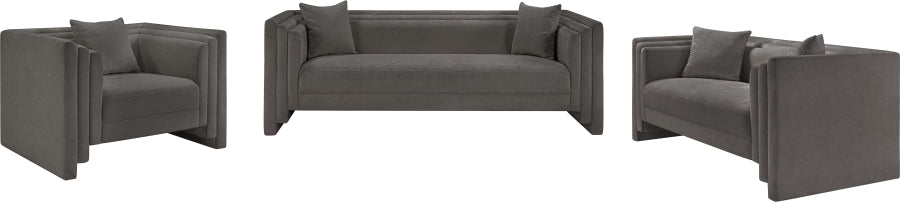 Everett Chenille Fabric Loveseat in Grey from Meridian - Luna Furniture