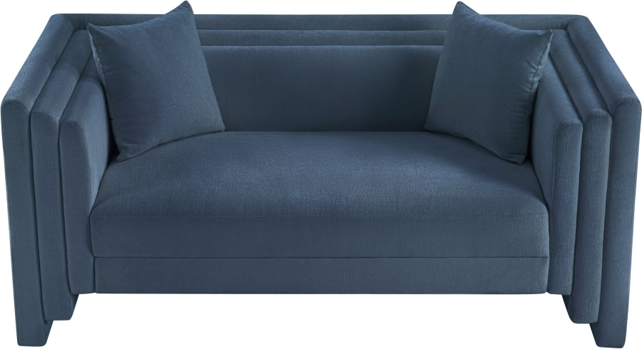 Everett Chenille Fabric Loveseat in Light Blue from Meridian - Luna Furniture