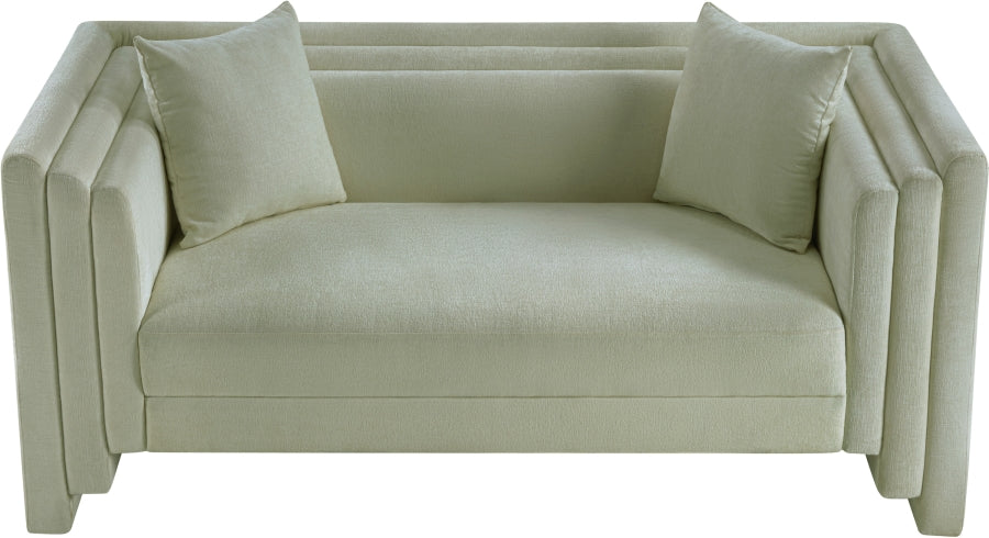 Everett Chenille Fabric Loveseat in Mint from Meridian - Luna Furniture