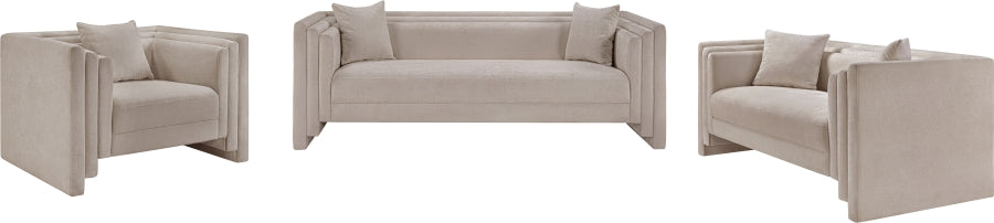 Everett Chenille Fabric Sofa in Beige from Meridian - Luna Furniture