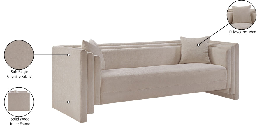 Everett Chenille Fabric Sofa in Beige from Meridian - Luna Furniture