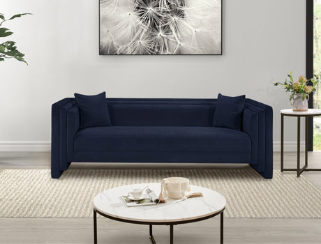 Everett Chenille Fabric Sofa in Blue from Meridian - Luna Furniture