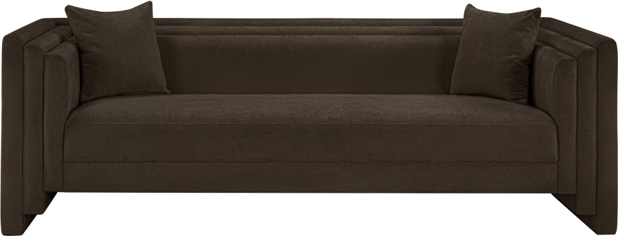 Everett Chenille Fabric Sofa in Brown from Meridian - Luna Furniture