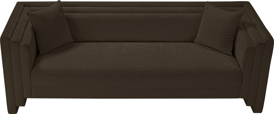 Everett Chenille Fabric Sofa in Brown from Meridian - Luna Furniture