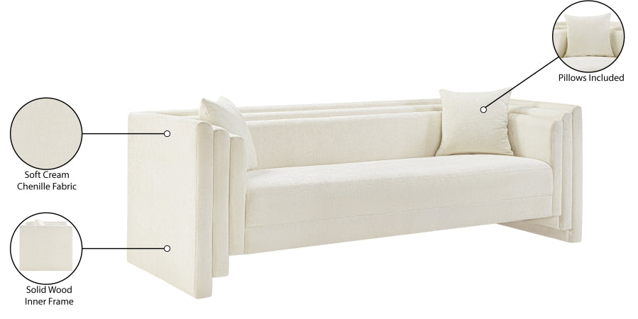 Everett Chenille Fabric Sofa in Cream from Meridian - Luna Furniture