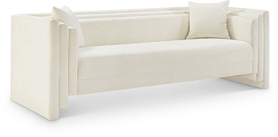 Everett Chenille Fabric Sofa in Cream from Meridian - Luna Furniture