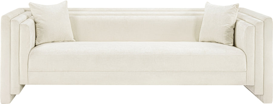 Everett Chenille Fabric Sofa in Cream from Meridian - Luna Furniture