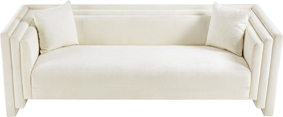 Everett Chenille Fabric Sofa in Cream from Meridian - Luna Furniture