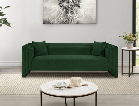 Everett Chenille Fabric Sofa in Green from Meridian - Luna Furniture