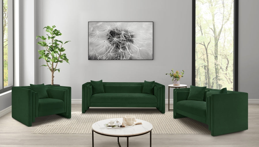 Everett Chenille Fabric Sofa in Green from Meridian - Luna Furniture