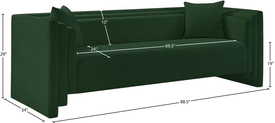 Everett Chenille Fabric Sofa in Green from Meridian - Luna Furniture