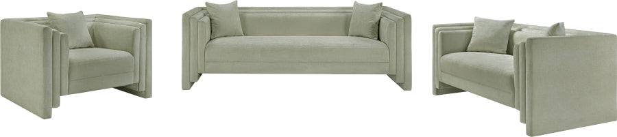 Everett Chenille Fabric Sofa in Mint from Meridian - Luna Furniture